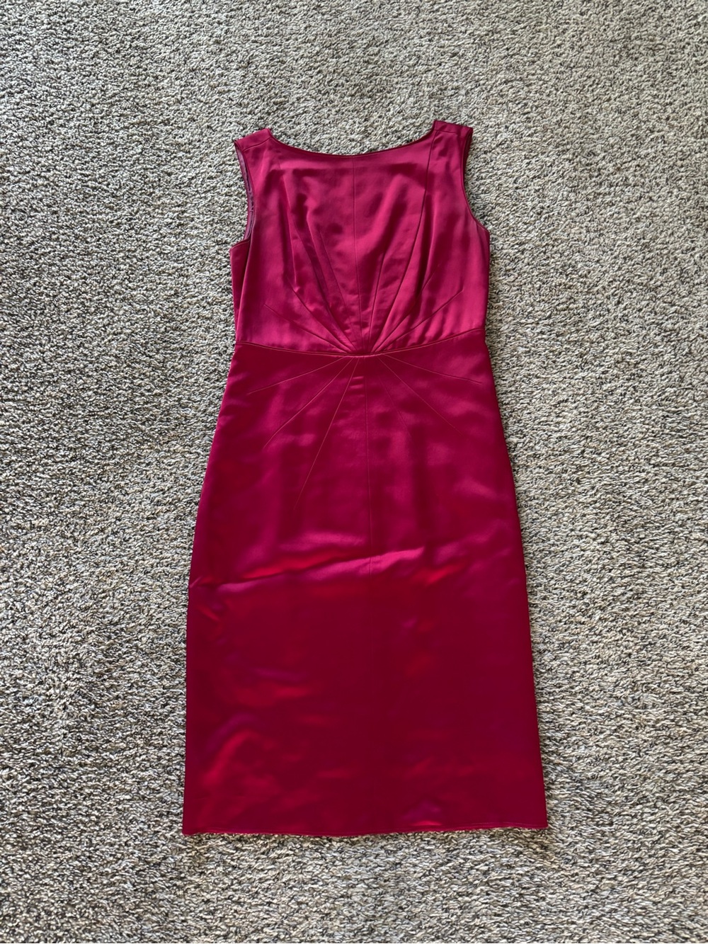 Sleeveless Satin Sheath Dress in Berry